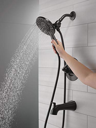 Delta Arvo 14 Series Matte Black Bathtub Shower Faucet Set with In2ition 2-in-1 Dual Shower Head with Handheld Spray Combo, Valve Trim Kit, Matte Black 144840-BL-I (Valve Included) - color: Matte Black