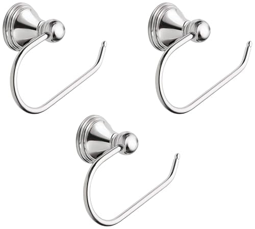 Moen Preston Single Post Toilet Paper Holder, Wall Mounted with Hardware, European Open Arm Design, Chrome, DN8408CH 2-3/8 x 6-1/2 Inch (Pack of 3) - color: Chrome, size: 2-3/8 x 6-1/2 Inch (Pack of 3)