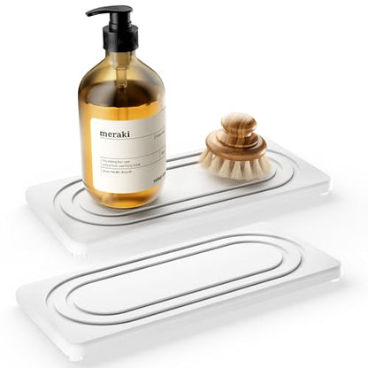 Water Absorbing Stone Tray, Quick Drying Diatomite Bathroom Tray Countertop, Stone Drying Mat for Kitchen Counter, Soap Dish Dispenser Vanity Organizer, White-B-8.3" x 4" - color: 8.3" X 4"-white-b