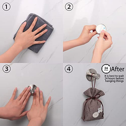 Bath Towel Hooks, 4 Pack Self Adhesive Coat Hooks, Sturdy No Drilling Robe Hook, SUS 304 Stainless Steel Heavy Duty, Wall Hooks for Bathroom Bedroom Kitchen (2 in, Brushed) - color: Brushed-4