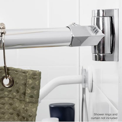 JS Jackson Supplies Single Curved Shower Rod, Metal Construction, Adjustable Between 36 to 61 Inches, Aluminum Rods and Zinc Mounting Hardware, Quality Modern Bathware, Chrome Finish - color: Chrome