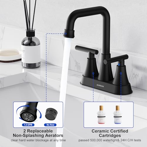 Matte Black 4 inch Centerset Bathroom Faucets for Sink 2-3 Hole | Bathroom Sink Faucet with Pop-up Drain and Supply Lines, Stainless Steel 2-Handle Centerset Faucet for Vanity RV Restroom - color: Matte Black X2