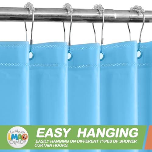2 Pack | Light Blue Plastic Shower Curtain Or Liner, 72x72 Inch Lightweight Plastic Bathroom Shower Showroom Inner Curtain with Rustproof Metal Grommet Holes and Weighted Magnets - color: Light Blue