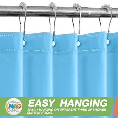 2 Pack | Light Blue Plastic Shower Curtain Or Liner, 72x72 Inch Lightweight Plastic Bathroom Shower Showroom Inner Curtain with Rustproof Metal Grommet Holes and Weighted Magnets - color: Light Blue
