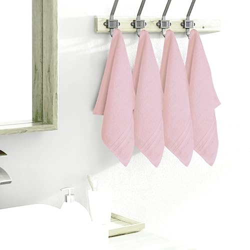 BOUTIQUO Ultra Soft Cotton Washcloths, Contains 12 Piece Face Cloths 12x12 inch, Ideal for Everyday use Face Towels, Compact & Lightweight Multi Purpose Washcloths - Pink - color: Pink, size: Washcloths - Set of 12