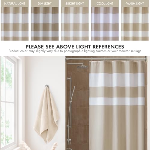 Madison Park Spa Waffle Shower Curtain Pieced Fabric with 3M Scotchgard Moisture Management Modern Home Bathroom Decorations, Stall 54"x78", Taupe | Striped, Pieced Fabric Design, 3M Scotchgard Moisture Management, Hotel Quality, Modern, for Bathroom, OEK