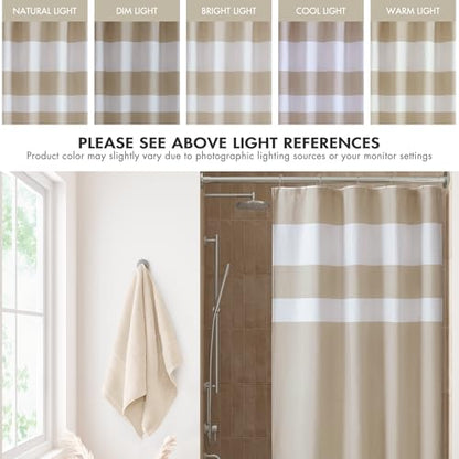 Madison Park Spa Waffle Shower Curtain Pieced Fabric with 3M Scotchgard Moisture Management Modern Home Bathroom Decorations, Stall 54"x78", Taupe | Striped, Pieced Fabric Design, 3M Scotchgard Moisture Management, Hotel Quality, Modern, for Bathroom, OEK