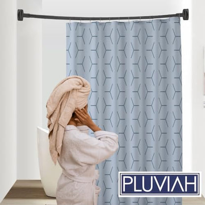 60-Inch Stainless Steel Curved Shower Curtain Rod, 5 Foot Mounted Non-Telescoping Rust Proof (Black) - color: Black