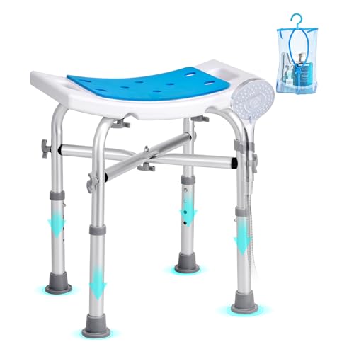 VEVOR Shower Chair for Inside Shower, Adjustable Height Shower Stool with Crossbar Support, Shower Seat for Shower Tub, Non-Slip Bench Bathtub Stool Seat for Elderly Disabled Adults Handicap, 500 lbs - color: Shower Bench