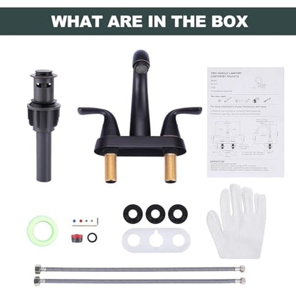 Bathroom Sink Faucet Oil Rubbed Bronze, 4 Inch Centerset Bathroom Faucet | ALEASHA 2 Handles Vanity Faucet with Pop Up Drain Stopper, RV Lavatory Vanity Faucets with Aesthetic Appeal - color: Oil Rubbed Bronze