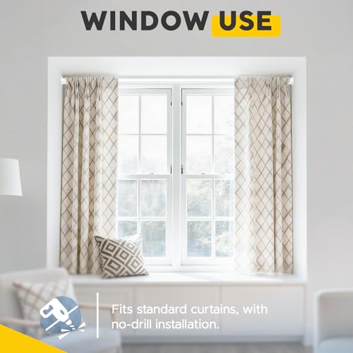 White Tension Rods 28 to 63 Inch,1"Heavy Duty Spring Tension Curtain Rod，No Slip No Drill Adjustable Shower Tension Curtain Rod for Bathroom, Window, Closet & Wardrobe - color: White, size: 28-63 inch