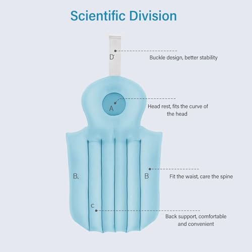 Adult Bath Pillow Suction Cup Design Neck Back Support Nonslip Bath Mat for Home Bathroom (Blue) - color: Blue