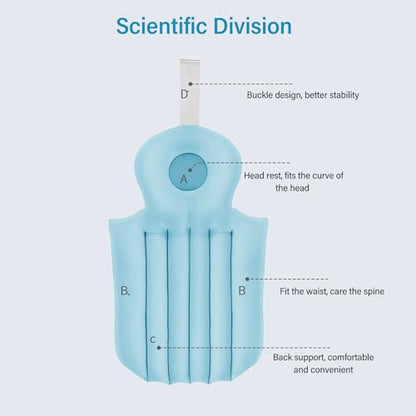 Adult Bath Pillow Suction Cup Design Neck Back Support Nonslip Bath Mat for Home Bathroom (Blue) - color: Blue