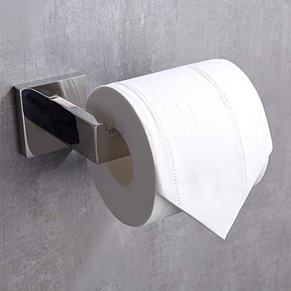 TASTOS Polished Chrome Toilet Paper Holder SUS304 Stainless Steel, Modern Square Half Open Bathroom 5 inch TP Holder Wall Mount Rustfree Tissue Roll Dispenser for Washroom Kitchen - color: Polished Chrome, size: Square (1 pack)