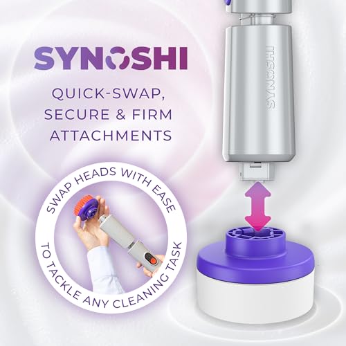 SYNOSHI PRO Electric Spin Scrubber Cordless Cleaning Bathroom Scrubber | Waterproof Shower Cleaning Brush with Adjustable Angles, 2 Speed, 180Min Work Time for Floor, Bathtub, Kitchen, Car, Tub