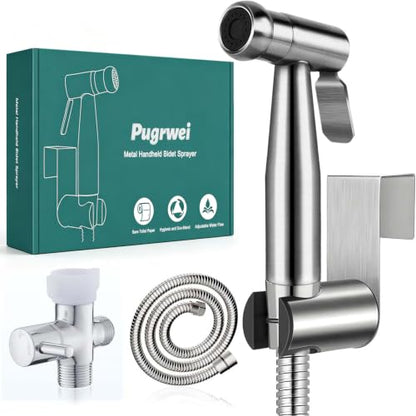 Handheld Bidet Sprayer for Toilet,Premium SUS304 Stainless Steel Bathroom Bidet Sprayer Attachment Set with Anti-Leak Hose&High Pressure, Ideal for Feminine Wash, Cloth Diaper Cleaning&Muslim Shower - color: Stainless Steel