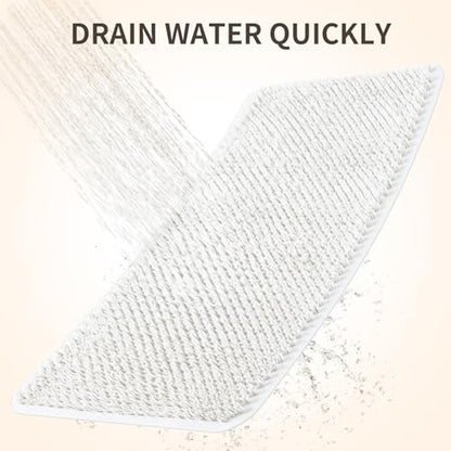 Yolife Shower Foot Scrubber Mat, Anti-Slip Bath Mat with Scrub Bristles, Soft Shower Foot Massager with Strong Suction Cups for Soothe Achy Feet (White, 25.6" x 13.4") - color: White, size: 25.6" x 13.4" (Rectangular)