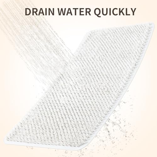 Yolife Shower Foot Scrubber Mat, Anti-Slip Bath Mat with Scrub Bristles, Soft Shower Foot Massager with Strong Suction Cups for Soothe Achy Feet (White, 25.6" x 13.4") - color: White, size: 25.6" x 13.4" (Rectangular)
