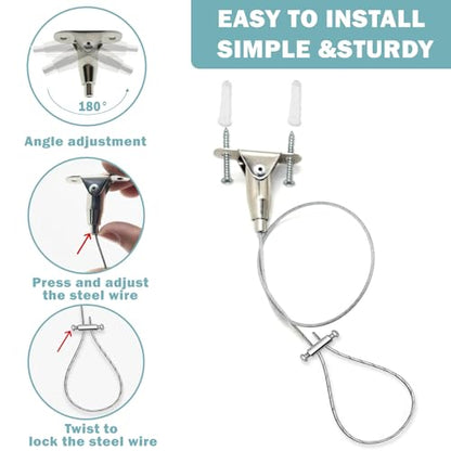 Shower Rod Ceiling Support Bracket 2-Pack – Anti-Sagging 304 Stainless Steel, 60" Adjustable Rust-Resistant, Fits Curved/L/U-Shaped Rods - color: 2 PACK