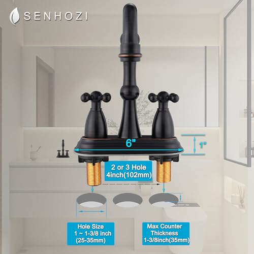 Oil Rubbed Bronze Bathroom Faucet 2 Hole, 4 Inch Centerset Antique Bathroom Faucet with Pop Up Drain and Supply Hose, Modern Bathroom Faucet Vanity Faucet, SE-0038-ORB - color: Oil Rubbed Bronze