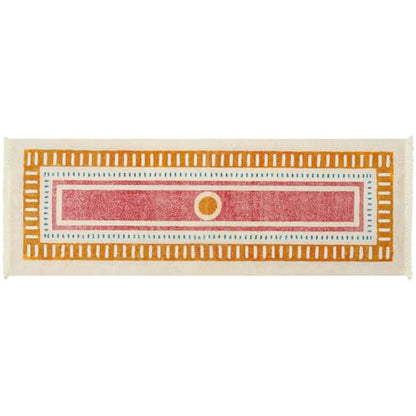 Lukinbox Boho Bathroom Runner Rugs with Fringes, 2x6 Sun Washable Hallway Runner Rug, Extra Long Soft Non-Slip Orange Rainbow Area Rug for Kitchen Laundry Room Entryway - size: 2' x 5'11" (Rectangular)
