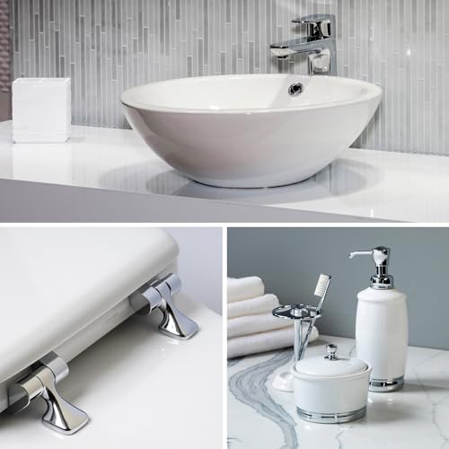 MAYFAIR 1844CP 000 Toilet Seat with Chrome Hinges will Never Come Loose, ELONGATE , White - size: Elongated, style: Chrome Hinge