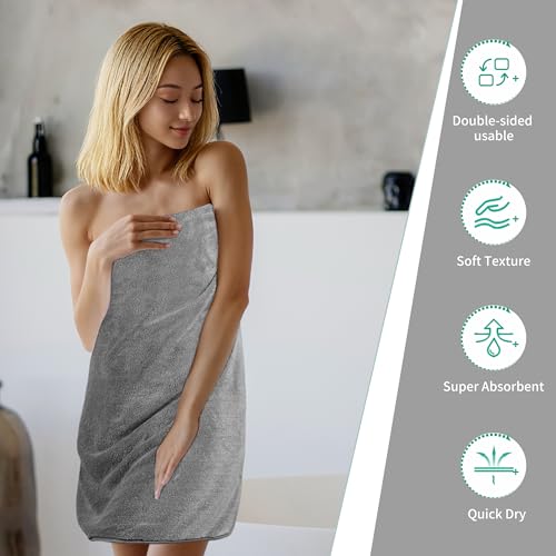 MICROFI Ring Spun Terry Microfiber Bath Towel Set, 3 Piece, Oversize, Quick Dry, Lint Free, Includes Bath, face, and Hand Towels (Gray) - color: Gray