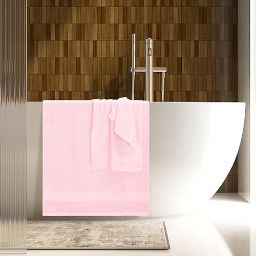 Belizzi Home 8 Piece Towel Set 100% Ring Spun Cotton, 2 Bath Towels 27x54, 2 Hand Towels 16x28 and 4 Washcloths 13x13 - Ultra Soft Highly Absorbent Machine Washable Hotel Spa Quality - Pink - color: Pink, size: 8 Piece Towel Set