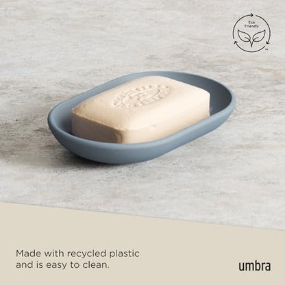 Umbra Touch Soap Dish, Plastic Soap Holder with Drainage, Slate Blue | Rounded edges, raised ridges for drying, easy to clean, bathroom sink or counter - color: Slate Blue