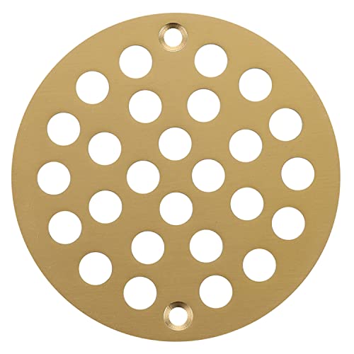Round 4 Inch Screw-in Floor Drain Cover Replacement Shower Drainer Grate with Screws (Brushed Golden) - color: Brushed Golden
