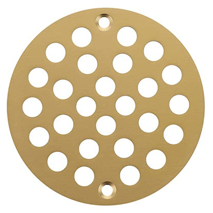 Round 4 Inch Screw-in Floor Drain Cover Replacement Shower Drainer Grate with Screws (Brushed Golden) - color: Brushed Golden