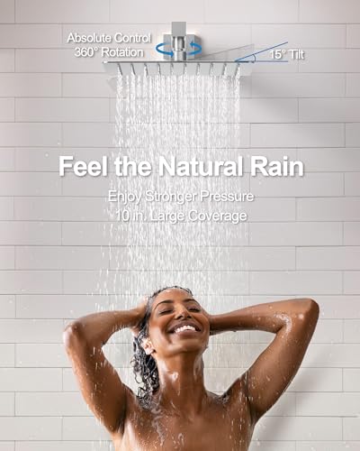 10" Shower Faucet Set with Tub Spount, High Pressure Rainfall Shower Head and Handheld Sprayer Combo, Bathroom Tub Shower Faucet Set, Brushed Nickel - color: Brushed Nickel
