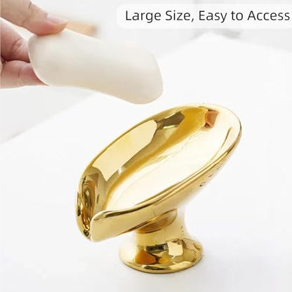 Bar Soap Holder, Soap Dish for Shower, Self Draining Soap Dish, Metallic Glossy Ceramic Soap Holder, Used for Sinks, Bathrooms, Showers,Kitchens (Golden) - color: Golden