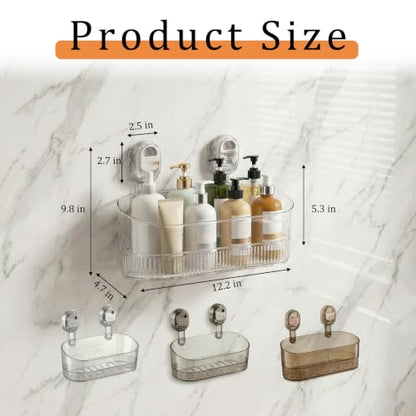 AVOKIHI Suction Cup Shower Caddy,No Drill Traceless Adhesive Shower Shelf for Inside Shower, Waterproof Bathroom Shower Storage Basket(Grey)