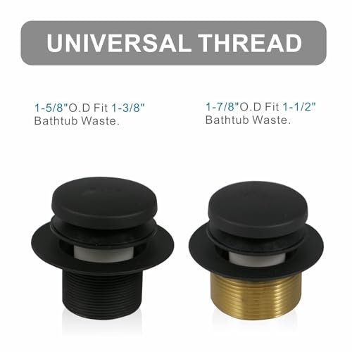 WELSAN Matte Black Bathtub Drain,Tub Conversion Kit Replacement Trim Kit | Tub Drain Kit with Two-Hole Overflow Faceplate, For 1-3/8" and 1-1/2" Tub Drains, Coarse thread replacement trim kit assembly - color: Black, style: 2 Holes