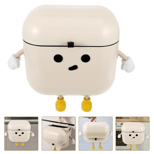 ABOOFAN Wall Mounted Trash can with Lid Hanging Kitchen Trash can for Cabinet Door Waste Basket for Kitchen Space Saving Bin for Home Organization 10.23 X 9.84 X 5.90 in