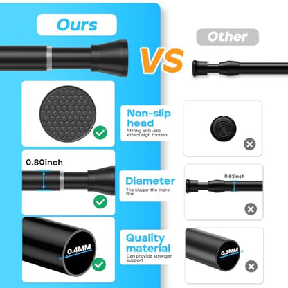 Small Tension Rod Black Spring Curtain Rod No Drilling Spring Tension Rods 1pack Adjustable Curtain Rod Tension for Bookshelf Diy Projects Kitchen, Cupboard,Tension Rod 16 to 26 Inch - color: Black, size: 16-26 inch 1pcs