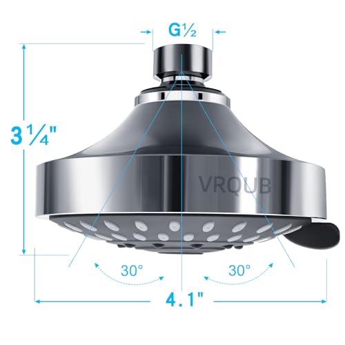 High Pressure Fixed Showerheads,5-Mode High Flow Fixed Showerheads,4inch Rain Shower Heads with adjustable Metal Swivel Ball Jiont