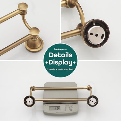 Hoimpro Adjustable Retractable 15-27 Inches Stainless Steel Bathroom Towel Bar, Bathroom Accessories Bath Hotel Double Towel Bar Rod Hanger Wall Mounted Towel Holder Towel Rack, Antique Brass - color: Antique Brass