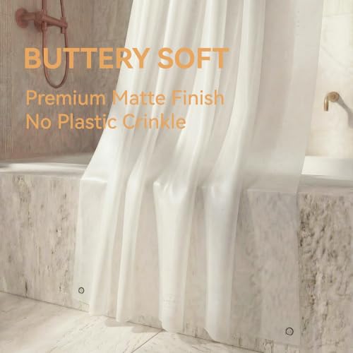 AIRLAKE Premium Frosted EVA Shower Curtain Liner, 72” x 72” (6ft x 6ft), Extra Heavy-Duty 12 Gauge, Rustproof Grommets (12 + 2 Corner), Stain & Odor-Resistant, Multi-Use for Bathroom, Garden & Outdoor