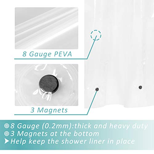48x84 Stall Size Shower Curtain Liner Clear | 3 Bottom Magnets,8 Rustproof Grommets,Water Proof Heavy Duty PEVA,48W x 84H for Shower Stall Extra Long Size - color: Clear, size: 48"W x 84"L (Pack of 1)