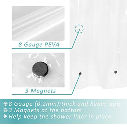 48x84 Stall Size Shower Curtain Liner Clear | 3 Bottom Magnets,8 Rustproof Grommets,Water Proof Heavy Duty PEVA,48W x 84H for Shower Stall Extra Long Size - color: Clear, size: 48"W x 84"L (Pack of 1)