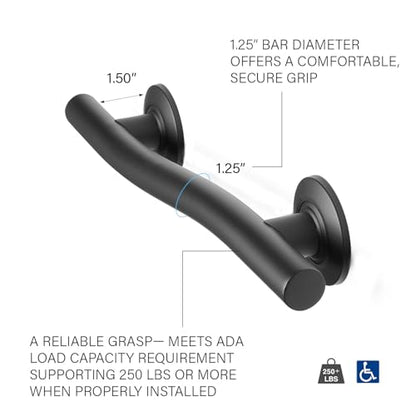 Seachrome 36'' Designer Wave Shaped Shower Grab Bar, Matte Black (GW-3536-QCR-MB) - color: Matte Black, size: 36