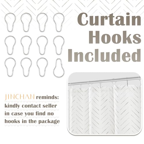 jinchan Taupe Grey and White Shower Curtain Inky Herringbone Chevron Zig Zag Waterproof Fabric Modern Farmhouse Shower Curtains for Bathroom with 12 Hooks 70x72 Inches - color: Inky Taupe Grey, size: 70"W x 72"L (Pack of 1)