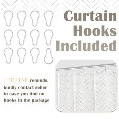 jinchan Taupe Grey and White Shower Curtain Inky Herringbone Chevron Zig Zag Waterproof Fabric Modern Farmhouse Shower Curtains for Bathroom with 12 Hooks 70x72 Inches - color: Inky Taupe Grey, size: 70"W x 72"L (Pack of 1)