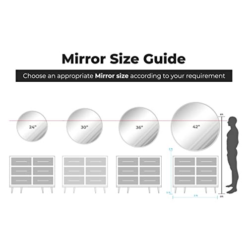 42 Inch Round Frameless Bathroom Vanity Mirror with Beveled Edge - Shatterproof Circle Wall Mounted Decorative Glass with Safety Backing for Living Room Bedroom Hallway Entryway - Fab Glass and Mirror - size: 42"L x 42"W, style: Round