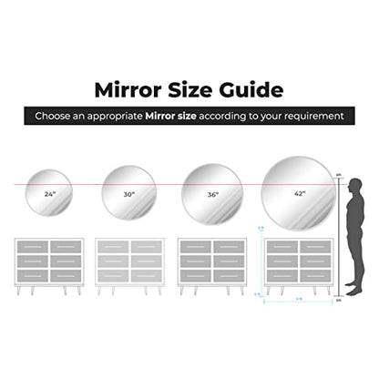 42 Inch Round Frameless Bathroom Vanity Mirror with Beveled Edge - Shatterproof Circle Wall Mounted Decorative Glass with Safety Backing for Living Room Bedroom Hallway Entryway - Fab Glass and Mirror - size: 42"L x 42"W, style: Round