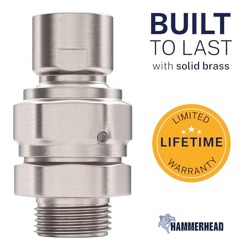HammerHead Showers® Solid Metal Shower Head Swivel Ball Adapter, Brushed Nickel | Adjustable Pivot Ball To Adjust Showerhead Angle | Universal Connector Joint Fits Fixed, Hand Held & Rain Shower Heads