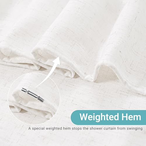 Linen Shower Curtain with 12 Hooks Modern Heavy Duty Washable Fabric Curtain Set Waterproof Thick Cloth Shower Curtains for Bathroom Bathtub Washable, 72x96,Linen White - color: Linen White, size: 72"W x 96"L (Pack of 1)