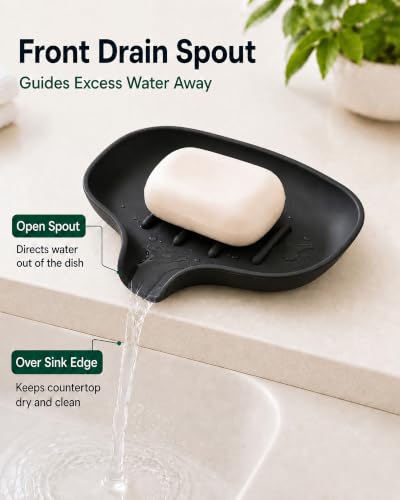 AIMAIAIMAI 3 Pack Soap Dish, Soap Dishes for Bathroom, Shower, Silicone Soap Bar Holder, Soap Tray for Kitchen, BPA-Free, Dishwasher Safe (Black) - color: Black